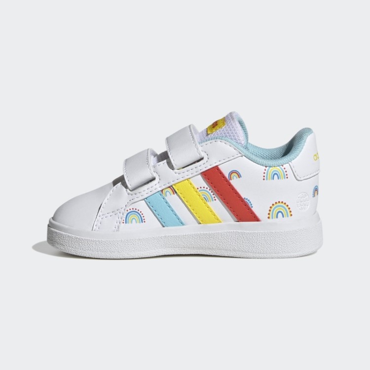 Tênis Branco Adidas Grand Court Estilo De Vida Sustentável Com Duas Tiras De Velcro
