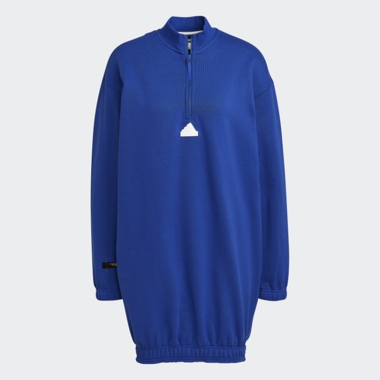 Vestido Suéter Com Meio Zíper Adidas Blue Fashion