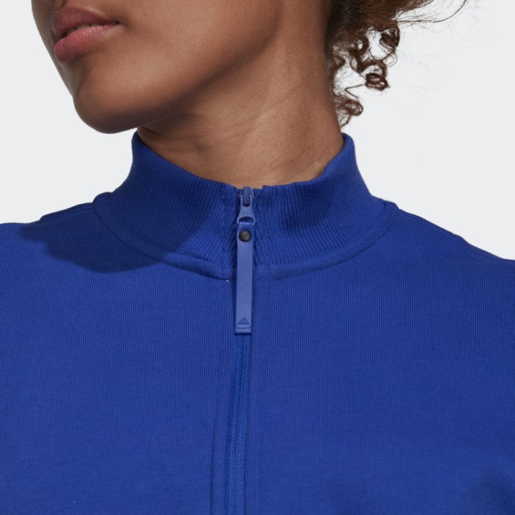 Vestido Suéter Com Meio Zíper Adidas Blue Fashion