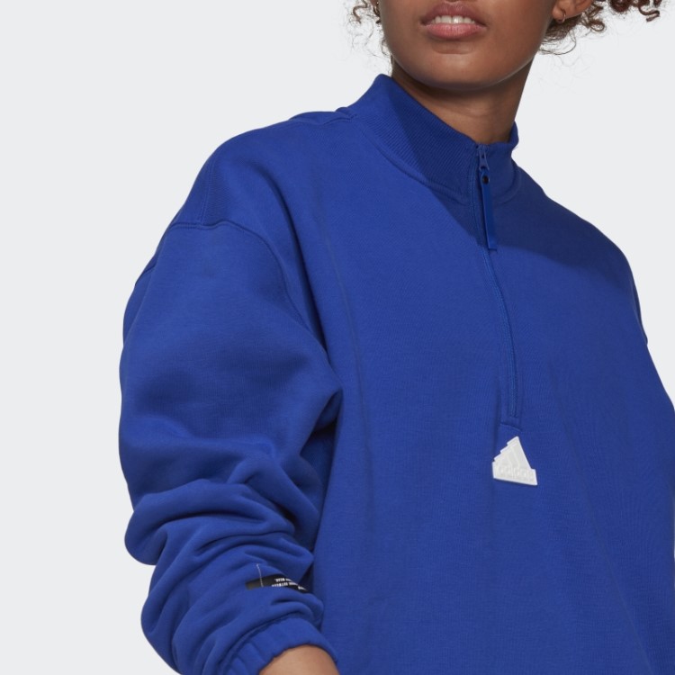 Vestido Suéter Com Meio Zíper Adidas Blue Fashion