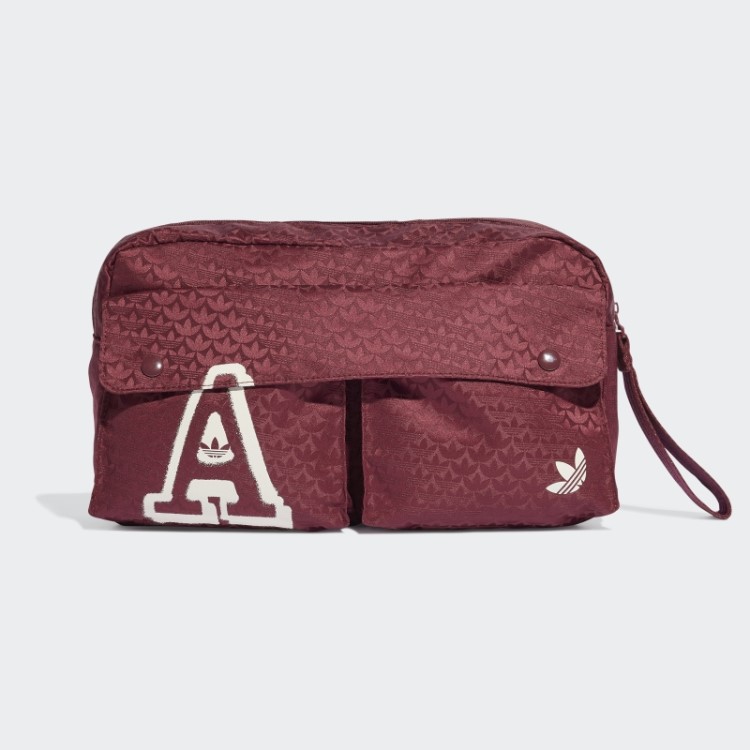 Adidas Bolsa De Cintura Oversized Jacquard Monograma Trefoil Vermelho Da Adidas