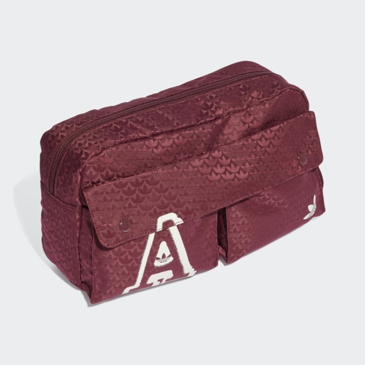 Adidas Bolsa De Cintura Oversized Jacquard Monograma Trefoil Vermelho Da Adidas