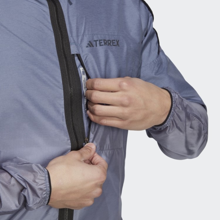 Blusão De Corrida De Trilha Corta Vento Terrex Agravic De Aço Adidas
