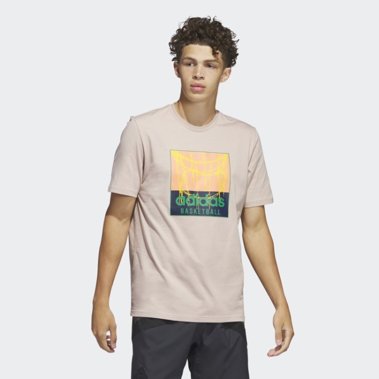 Taupe Camiseta Adidas Chain Net Com Estampa De Basquete