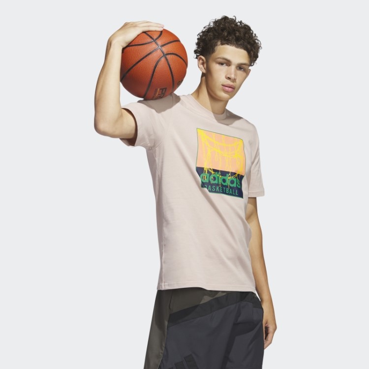 Taupe Camiseta Adidas Chain Net Com Estampa De Basquete