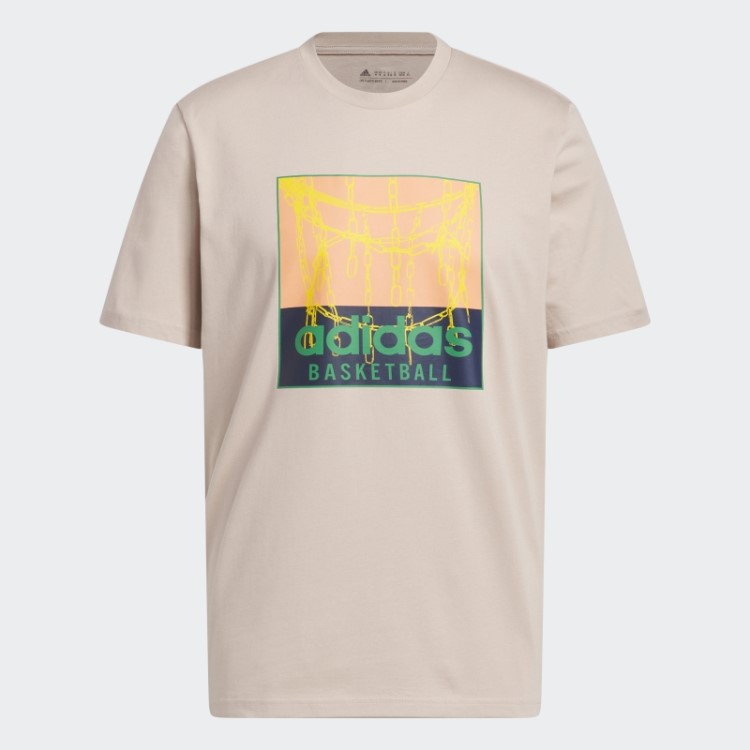 Taupe Camiseta Adidas Chain Net Com Estampa De Basquete