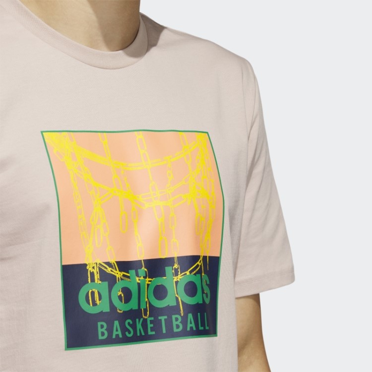 Taupe Camiseta Adidas Chain Net Com Estampa De Basquete
