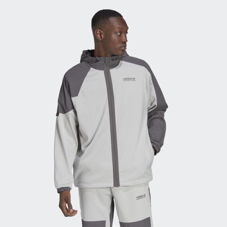 Moletom Com Capuz Mix De Tecido De Inverno Adidas Adventure Cinza
