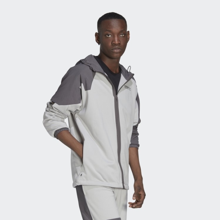 Moletom Com Capuz Mix De Tecido De Inverno Adidas Adventure Cinza