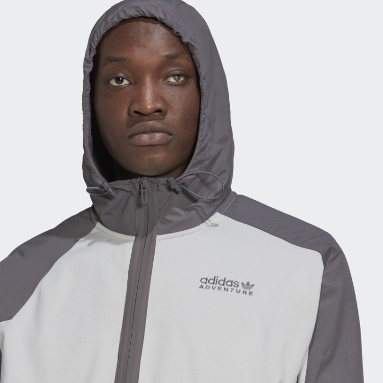Moletom Com Capuz Mix De Tecido De Inverno Adidas Adventure Cinza