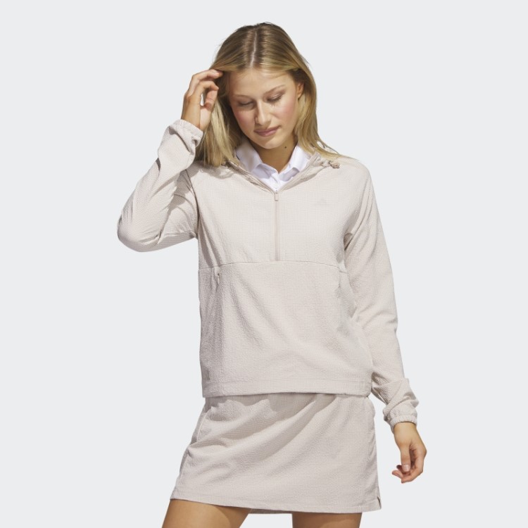 Moletom Taupe Seersucker 1/4 Com Capuz De Golfe Adidas