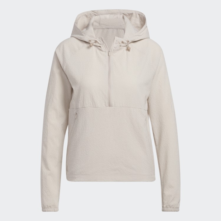Moletom Taupe Seersucker 1/4 Com Capuz De Golfe Adidas