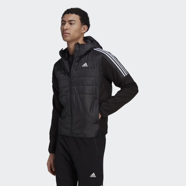 Jaqueta Híbrida Com Capuz Isolado Adidas Black Essentials