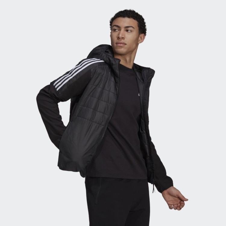 Jaqueta Híbrida Com Capuz Isolado Adidas Black Essentials
