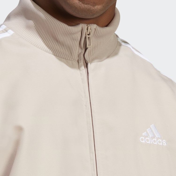 Adidas Agasalho Taupe Tecido Com As 3 Listras