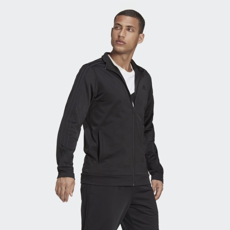 Jaqueta Esportiva Com As Três Listras Preta Essencial Para Aquecimento Adidas