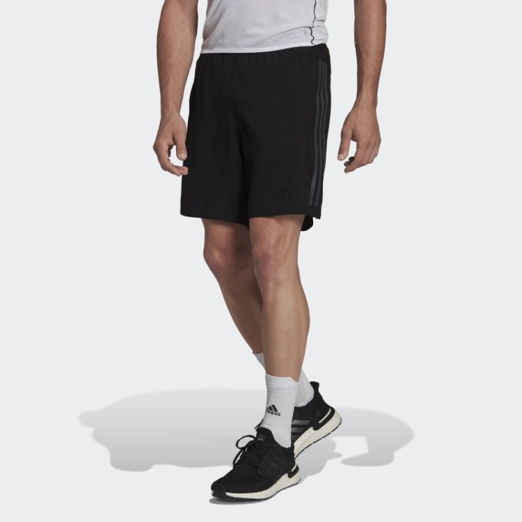 Adidas Black Run Icons Short Com As Três Listras Refletivas