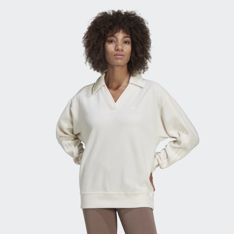 Moletom Felpudo Premium Com Decote Em V Branco Adidas