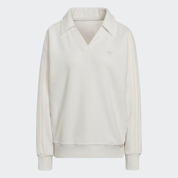 Moletom Felpudo Premium Com Decote Em V Branco Adidas
