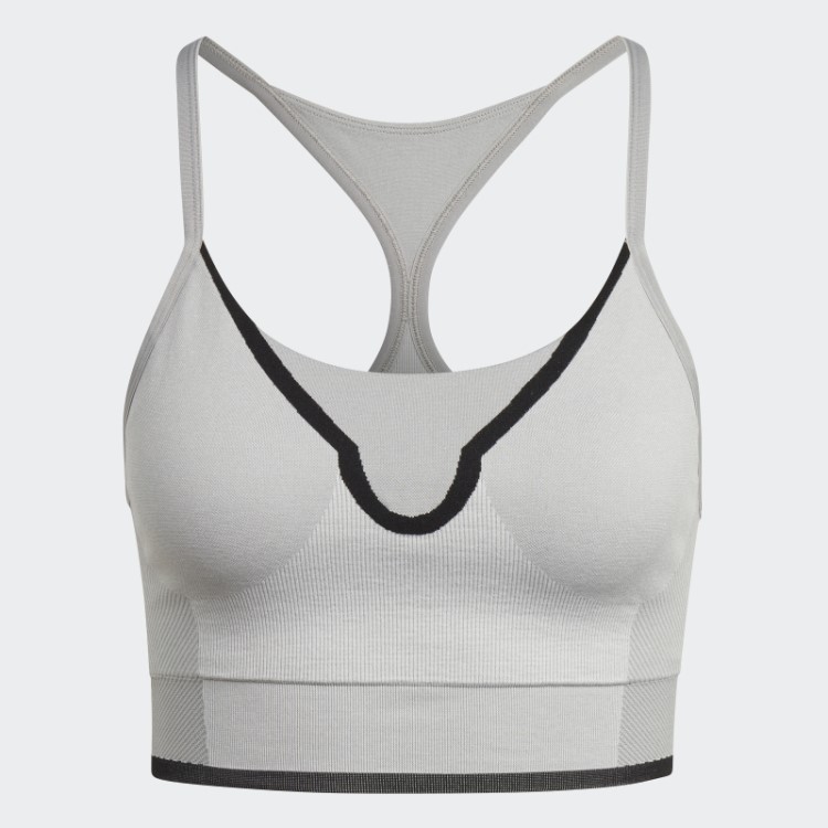 Mgh Cinza Sólido Adidas By Stella Mccartney Moda Sutiã Esportivo De Sustentação Média