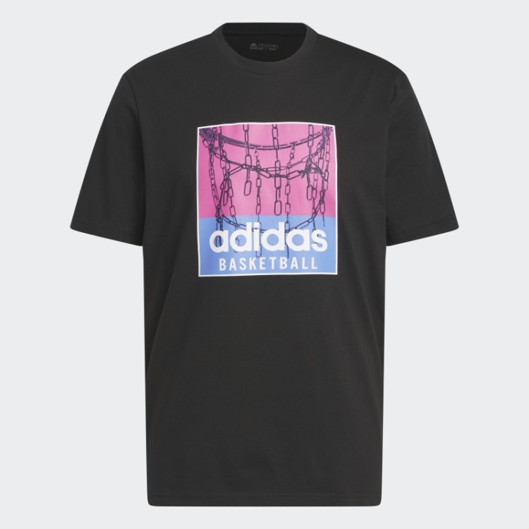 Camiseta Preta Com Estampa De Basquete Adidas Chain Net