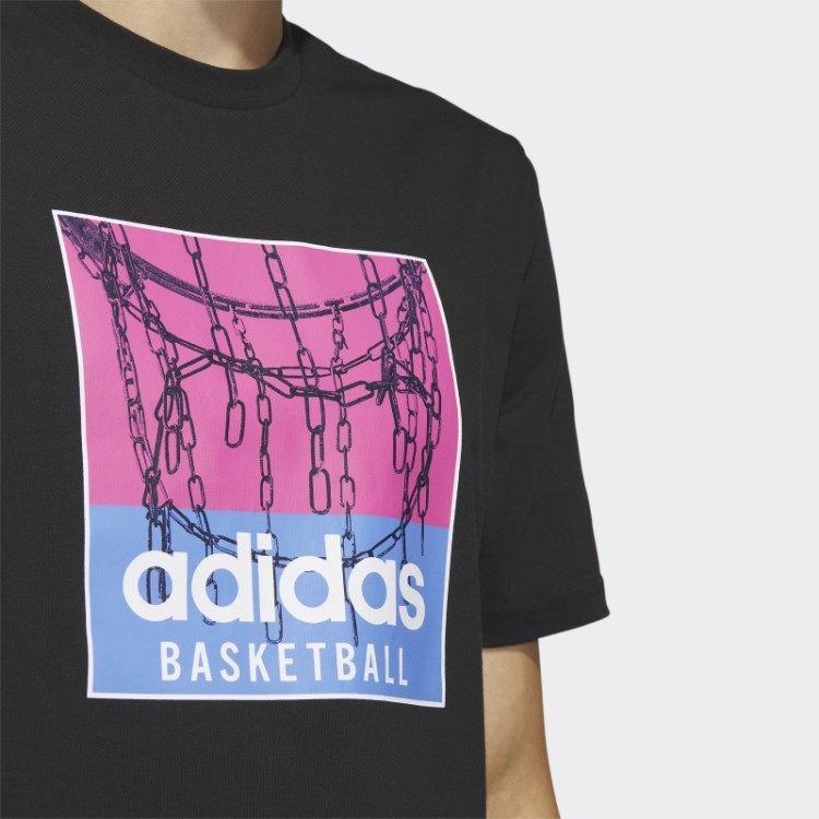 Camiseta Preta Com Estampa De Basquete Adidas Chain Net