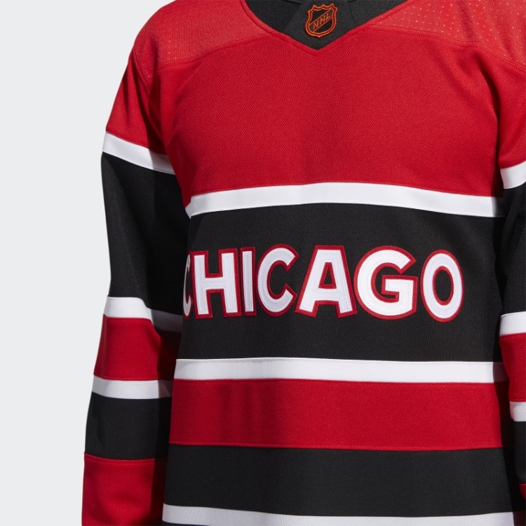 Adidas Blackhawks Autêntico Reverso Camisa Retrô Marca Wordmark Vermelho