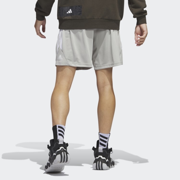Bermuda De Basquete Adidas Legends Cinza Metálico Com As Três Listras