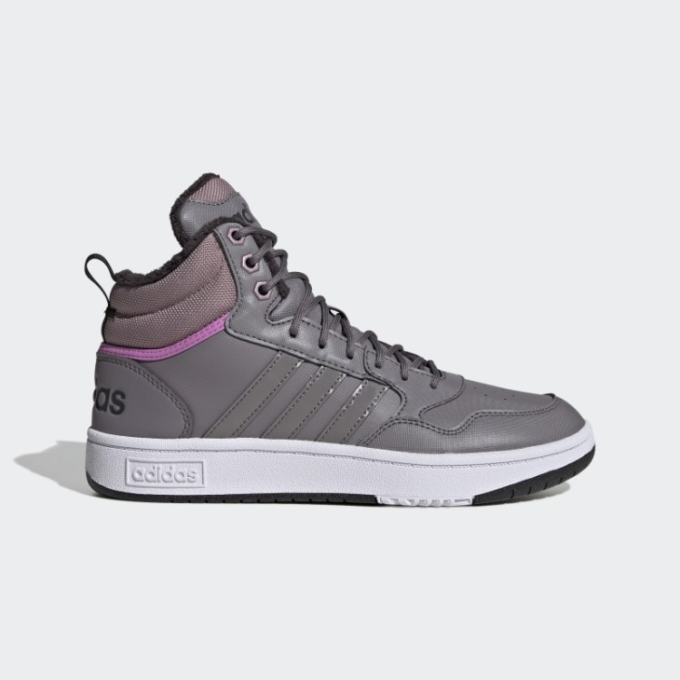 Adidas Trace Grey Hoops 3.0 Mid Lifestyle Basquete Clássico Forro De Pele Sapatos De Inverno