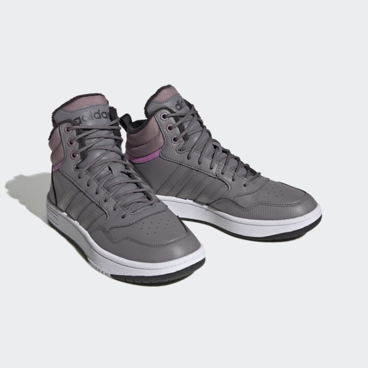Adidas Trace Grey Hoops 3.0 Mid Lifestyle Basquete Clássico Forro De Pele Sapatos De Inverno