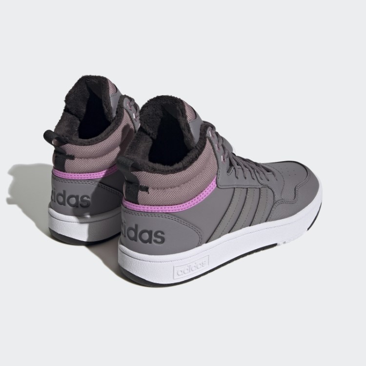 Adidas Trace Grey Hoops 3.0 Mid Lifestyle Basquete Clássico Forro De Pele Sapatos De Inverno