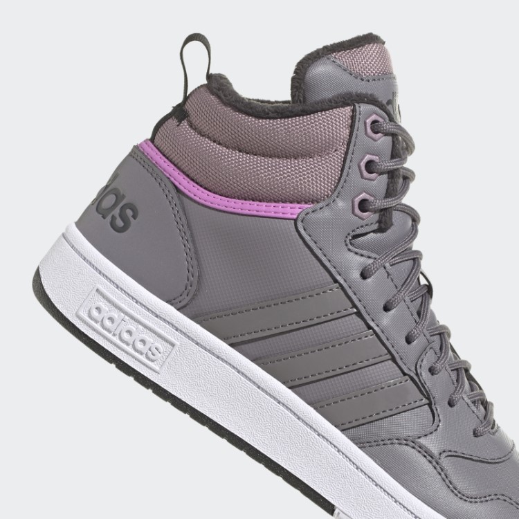 Adidas Trace Grey Hoops 3.0 Mid Lifestyle Basquete Clássico Forro De Pele Sapatos De Inverno