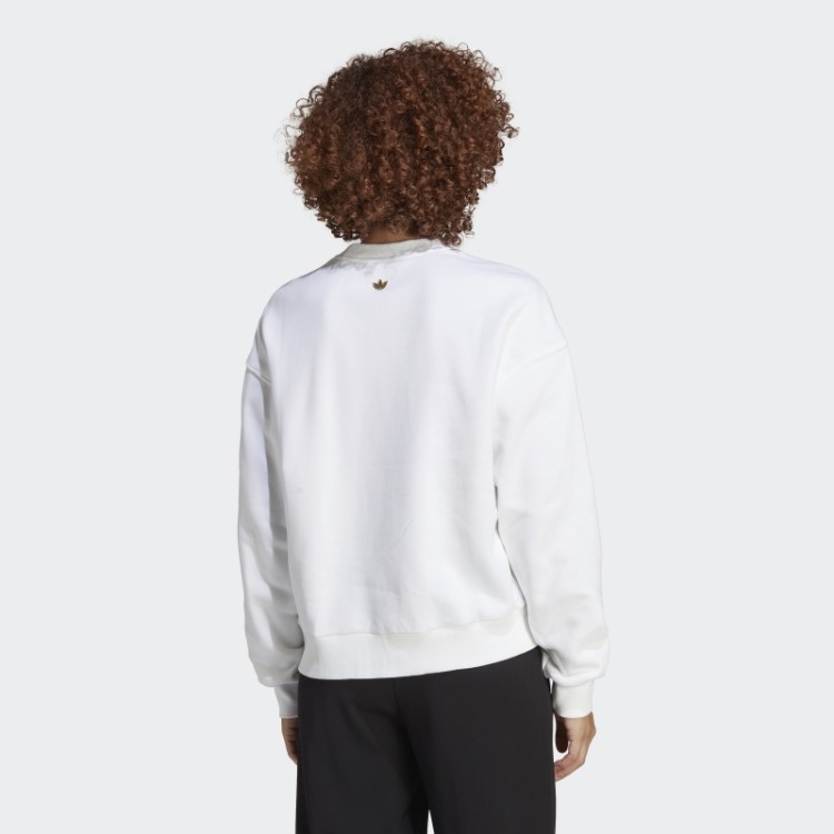 Moletom Branco Adidas Com Estampa De Trevo Houndstooth Manga Longa