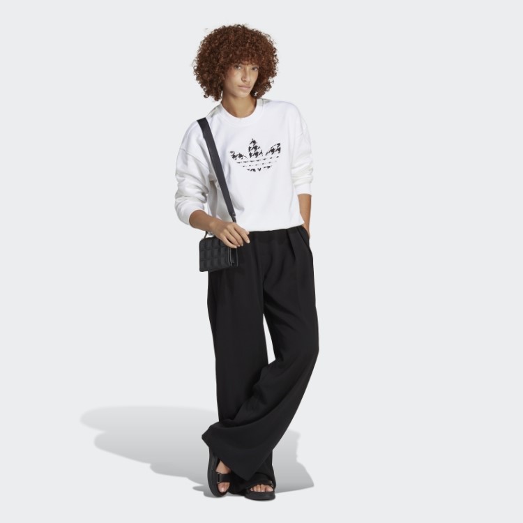 Moletom Branco Adidas Com Estampa De Trevo Houndstooth Manga Longa