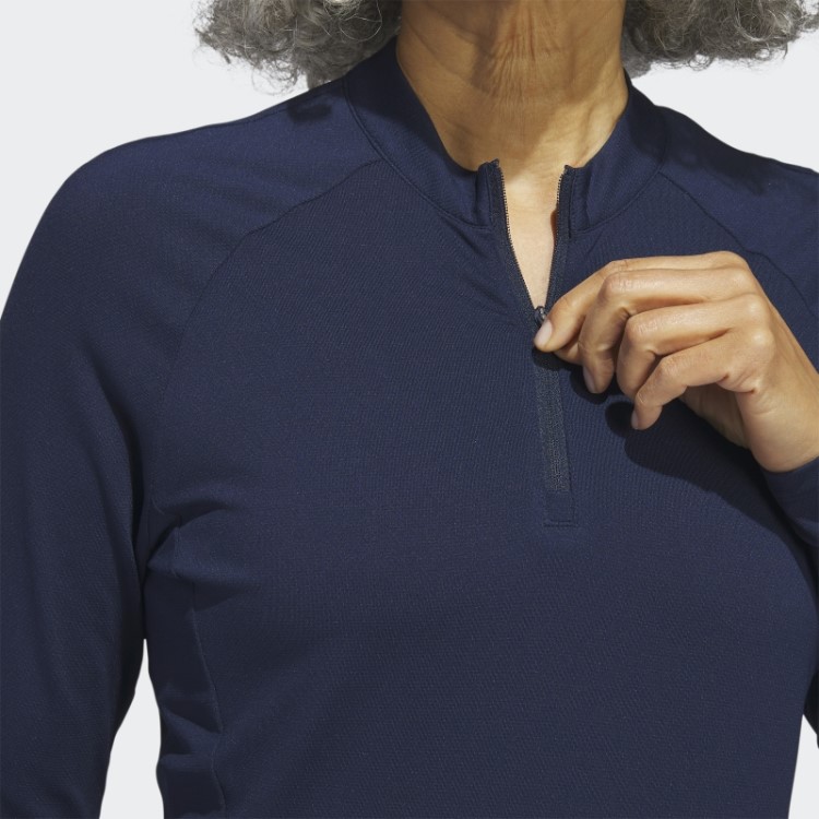 Camisa Pólo De Golfe De Manga Comprida Azul Marinho Adidas
