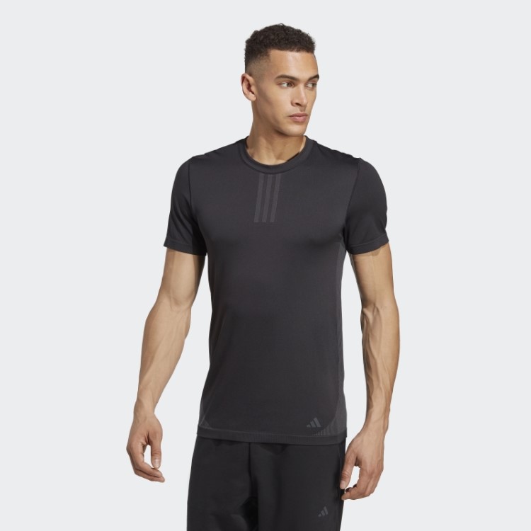 Aeroknit Yoga Base Camiseta De Treinamento Sem Costura Preta Adidas