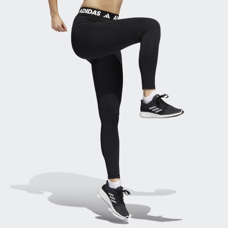 Meia-calça Longa Com Logo Techfit Preta Adidas