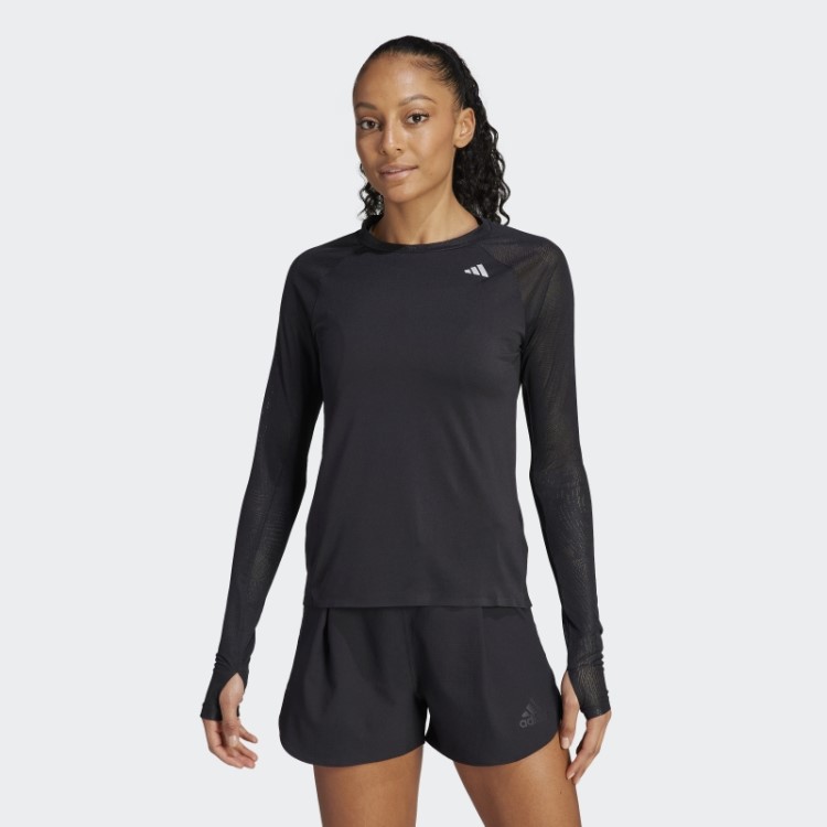 Adidas Blusa Preta Adizero Running Manga Longa