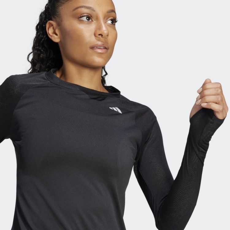 Adidas Blusa Preta Adizero Running Manga Longa