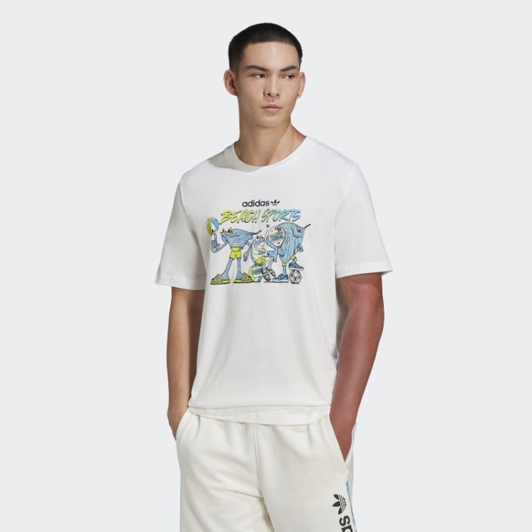 Camiseta Branca Estampada Com Peixes Amarrados Adidas