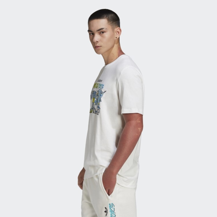 Camiseta Branca Estampada Com Peixes Amarrados Adidas