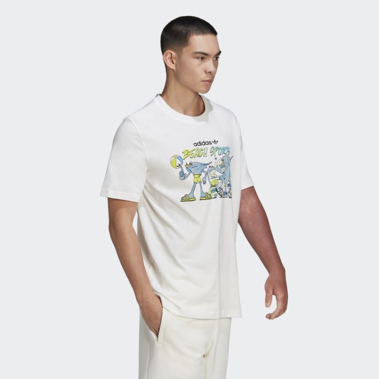 Camiseta Branca Estampada Com Peixes Amarrados Adidas