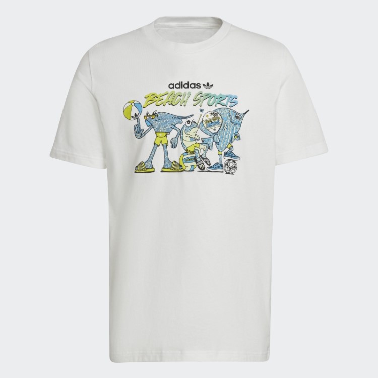 Camiseta Branca Estampada Com Peixes Amarrados Adidas