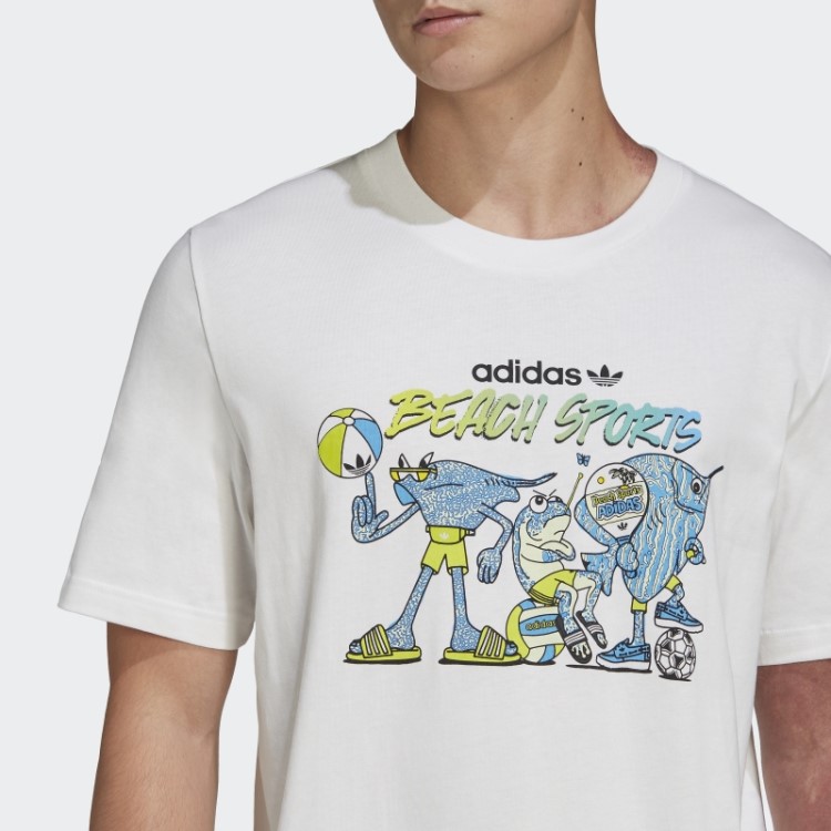 Camiseta Branca Estampada Com Peixes Amarrados Adidas