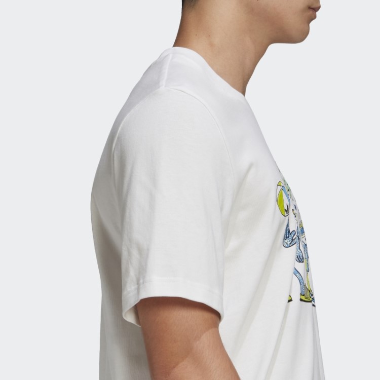 Camiseta Branca Estampada Com Peixes Amarrados Adidas