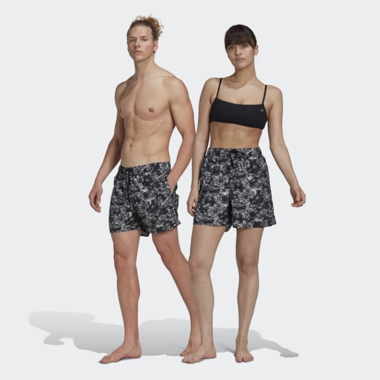 Calção De Banho Preto Adidas De Comprimento Curto Gráfico (sem Gênero)
