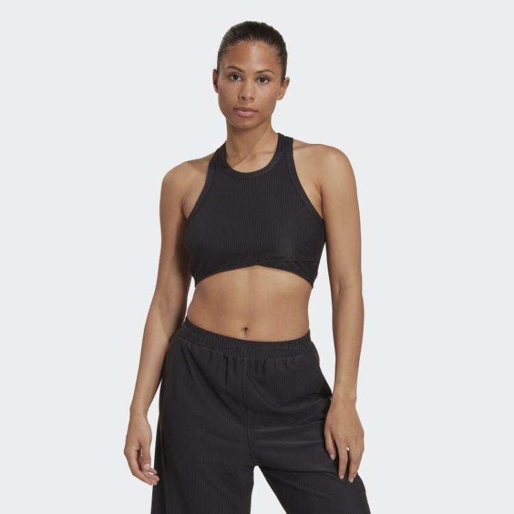 Regata Adidas Black Yoga Studio Com Detalhe Canelado