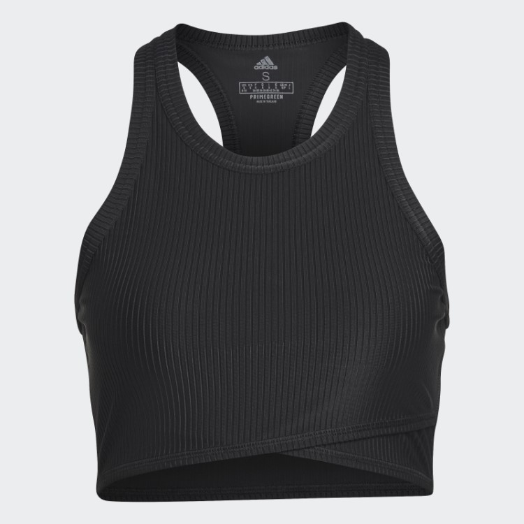 Regata Adidas Black Yoga Studio Com Detalhe Canelado
