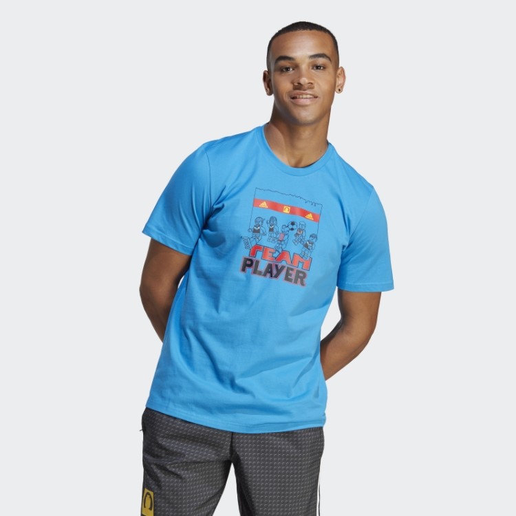 Camiseta Azul Fashion Adidas X Lego Com Estampa De Futebol