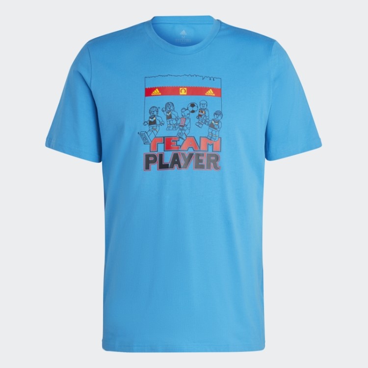 Camiseta Azul Fashion Adidas X Lego Com Estampa De Futebol